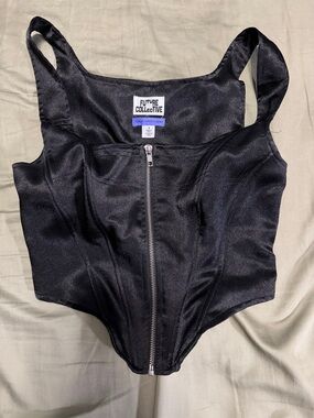 Future Collective Black Zip-Front Bodysuit